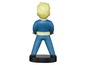 Eine Fallout Vault Boy Figur in blauer Arbeitskleidung.