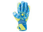 Blaue und gelbe Fußballhandschuhe von Uhlsport.