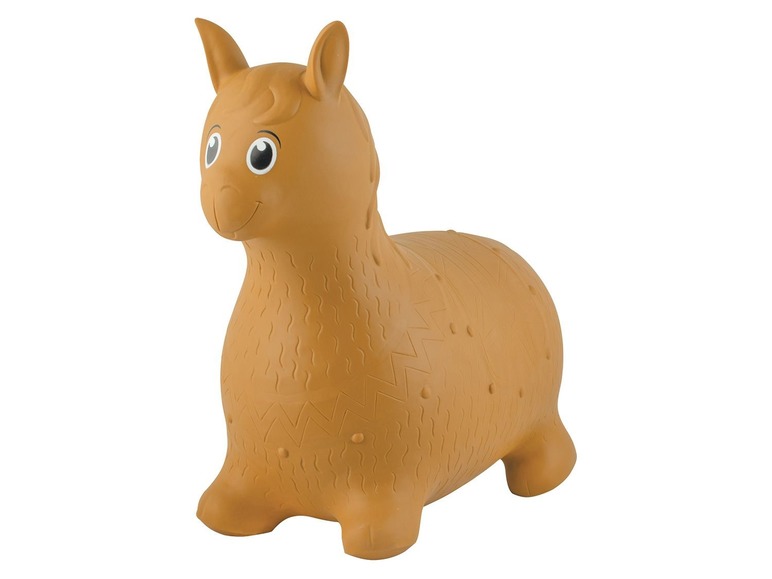 Ein braunes Hüpfpferd für Kinder.