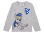 Ein graues Langarmshirt mit einem Bild von Chase von der Paw Patrol.