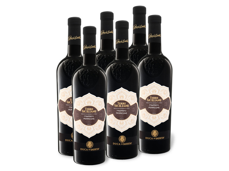 Gehe zu Vollbildansicht: 6 x 0,75-l-Flasche Weinpaket Duca di Sasseta Frappato Perricone IGT halbtrocken, Rotwein - Bild 1