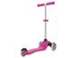Ein rosa Kinderroller mit drei Rädern.