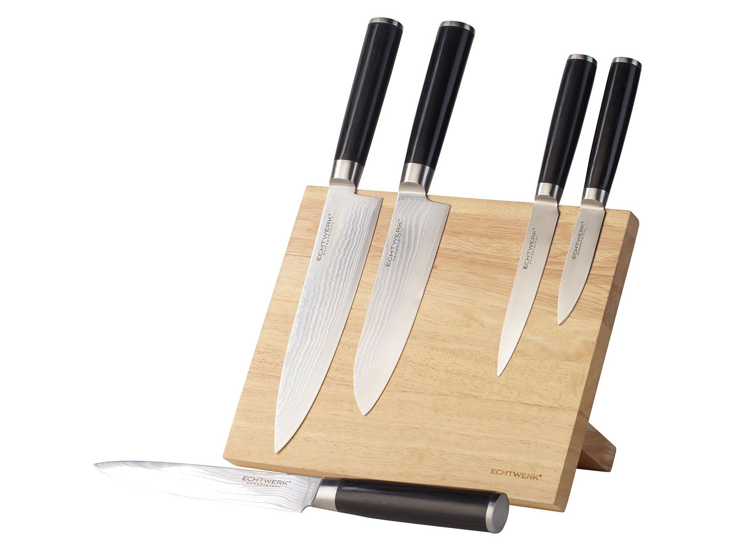 ECHTWERK Damaszener Messer Set 5tlg. Mit Magnet Messerblock – Bild 2 von 3