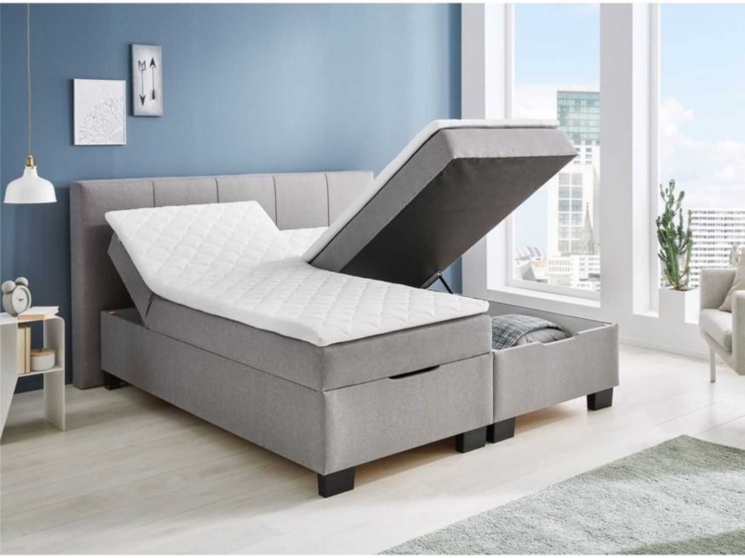 SUN GARDEN Bett in Boxspringoptik „TOWNSVILLE“ (Kieselgrau) – Bild 2 von 4