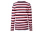 Ein gestreiftes Langarmshirt in Rosa, Weiß und Dunkelblau.