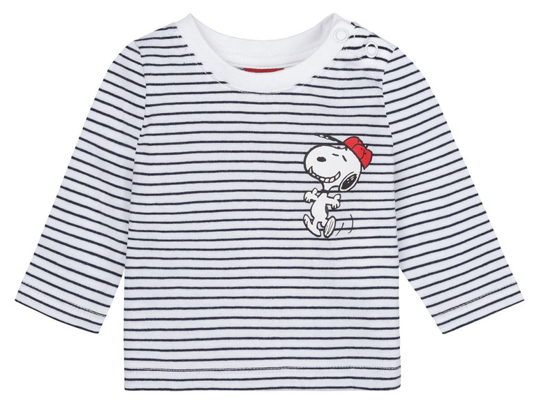 Weiß gestreiftes Langarmshirt für Babys mit Snoopy.