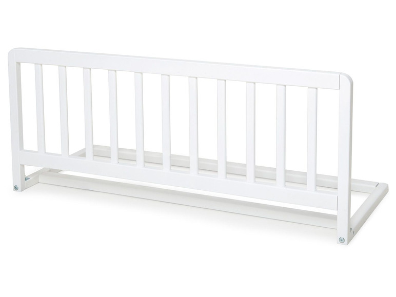 Weißes Bettgitter für ein Kinderbett.