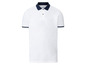 Weißes Poloshirt mit dunkelblauem Kragen von Livergy.