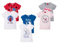 T-Shirts mit Designs von Miraculous, Frozen, Snoopy und Peanuts.