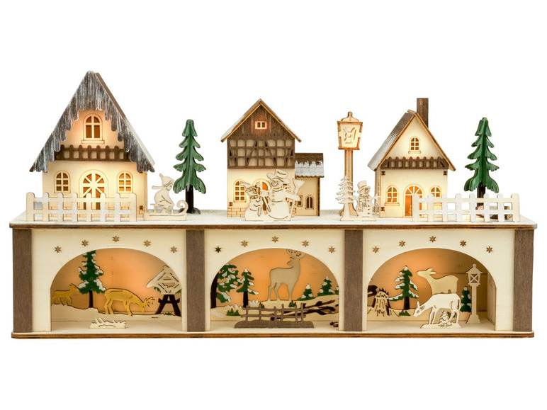Gehe zu Vollbildansicht: MELINERA® LED Holzdekoration Weihnachtsdorf - Bild 6