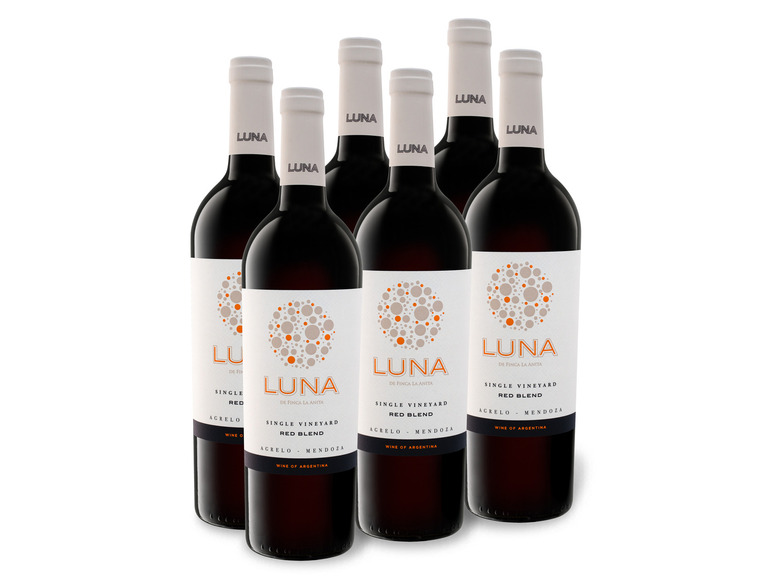 Gehe zu Vollbildansicht: 6 x 0,75-l-Flasche Weinpaket Luna de Finca la Anita Red Blend Agrelo/Mendoza trocken, Rotwein - Bild 1