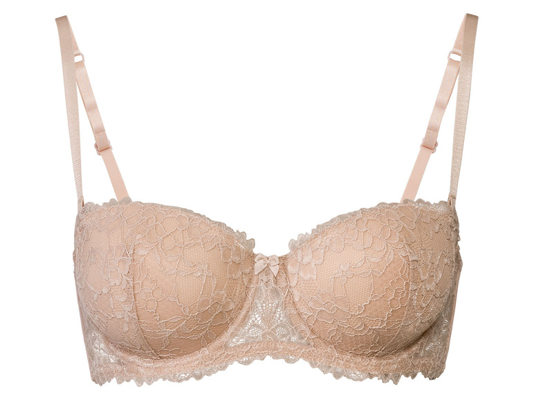 Beigefarbener BH mit Spitze und breiten Trägern