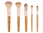 Ein Set mit fünf Livarno Make-up-Pinseln mit Holzgriffen.