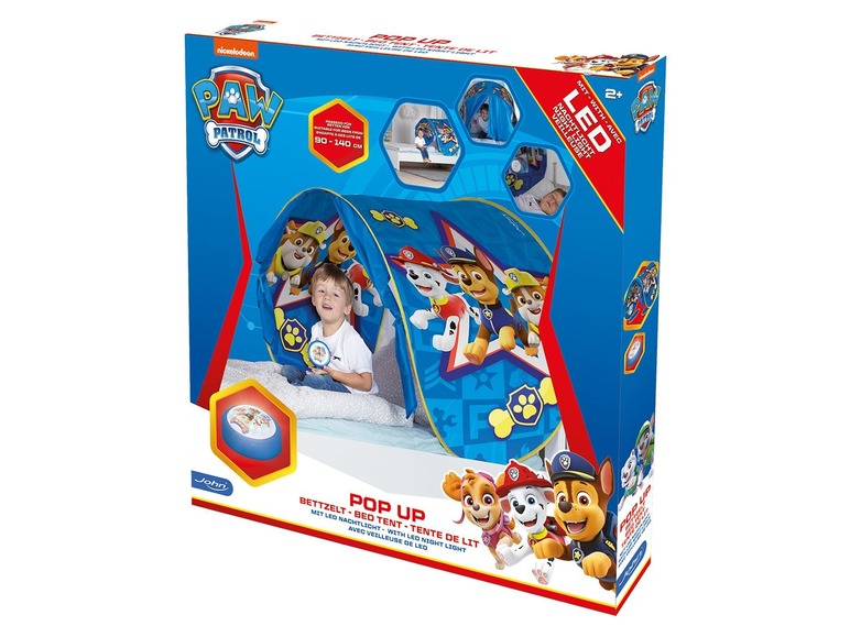 Paw Patrol Pop-up-Bettzelt mit LED-Nachtlicht.