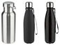 Drei Thermosflaschen, eine aus Stahl, eine schwarze und eine mit Marmor-Muster.