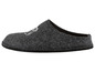 Graue Wollpantoffeln mit Logo.
