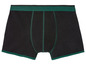 Schwarze Boxershorts mit grünem Saum.