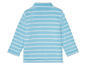 Ein blaues gestreiftes Langarmshirt für Babys.