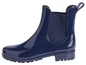 Blaue Chelsea-Regenboots mit glatter Gummisohle.