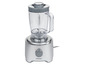 Silberfarbener Kenwood Küchenroboter mit Mixer.