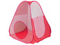 Ein rosa Spielzelt mit Netz und kleinem Eingang.