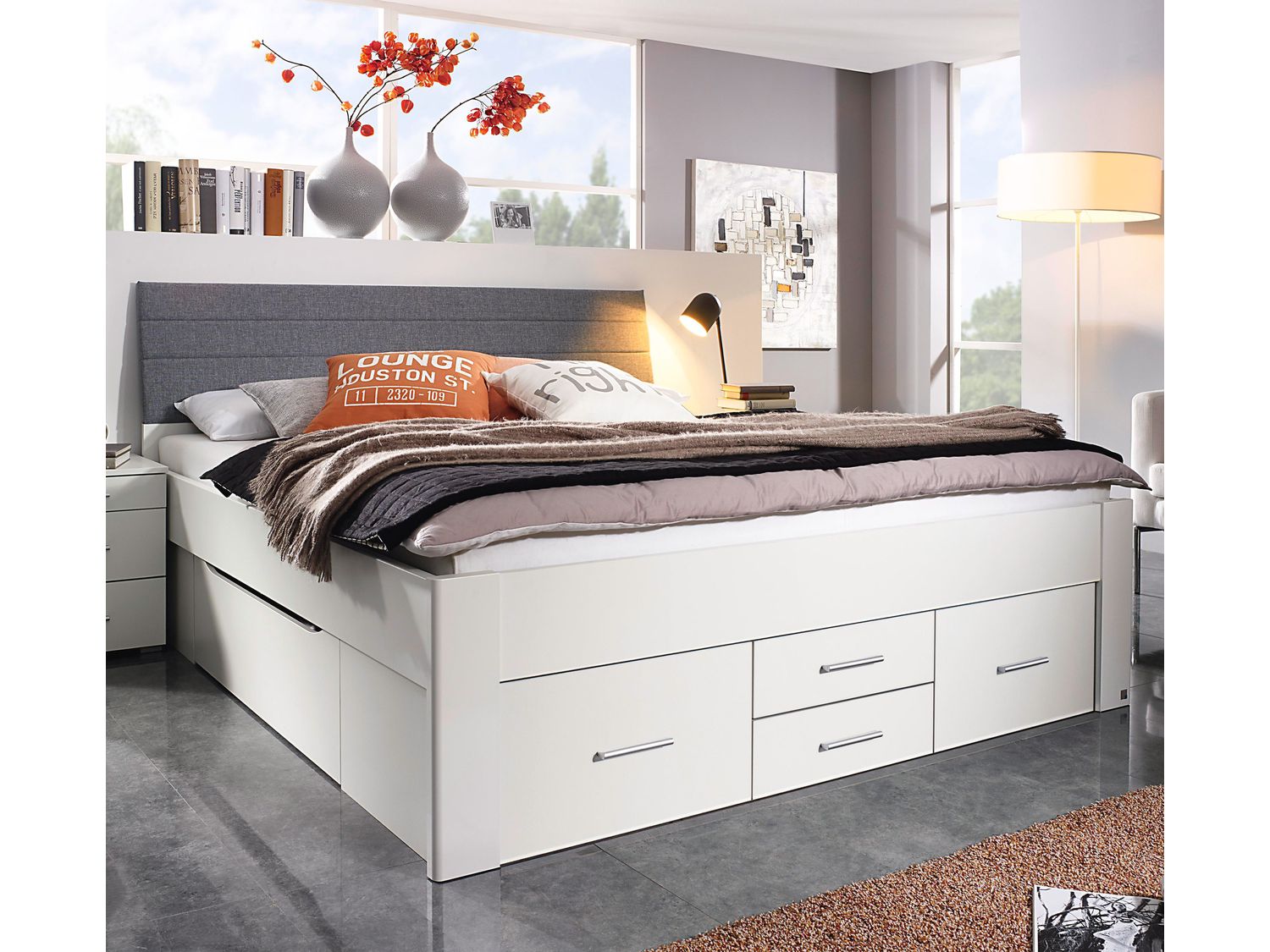 RAUCH ORANGE Scala - Futonbett (Polster-Kopfteil,6 Schubkästen, Alpinweiß, 180x200cm) – Bild 2 von 2