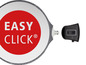 Eine Easy Click Pfanne mit abnehmbarem schwarzem Griff.