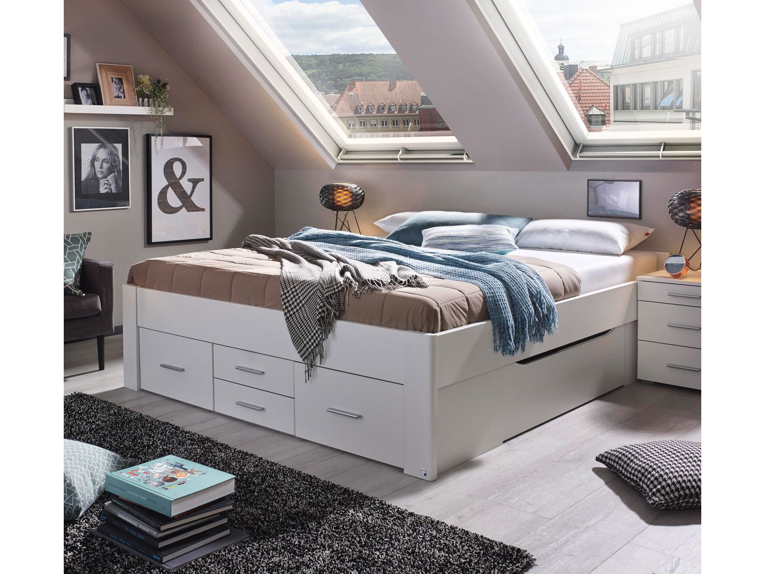 RAUCH ORANGE Scala - Futonbett (ohne Kopfteil, 6 Schubkästen, Alpinweiß, 180x200cm) – Bild 2 von 3