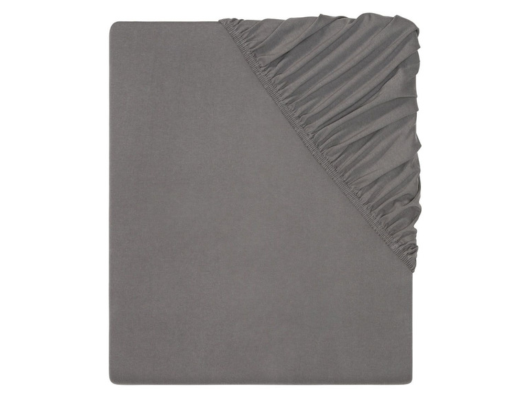 Ein graues Spannbettlaken.