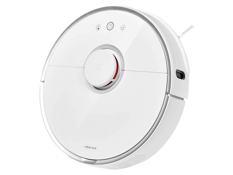 Ein weißer Roborock Staubsaugerroboter.