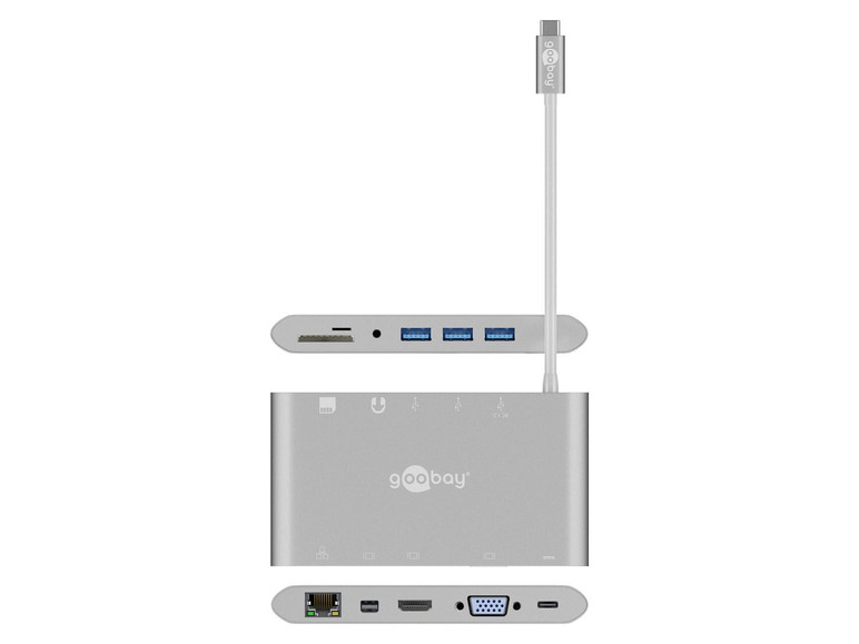 Gehe zu Vollbildansicht: Goobay USB-C™ All-in-1 Multiport-Adapter (Aluminium), silber - Bild 2