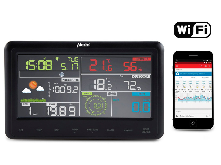 Gehe zu Vollbildansicht: Alecto WS-5500 Professionelle WLAN-Wetterstation mit App, schwarz - Bild 3