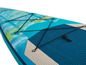Blaues aufblasbares Paddleboard mit Bungee-Seil.