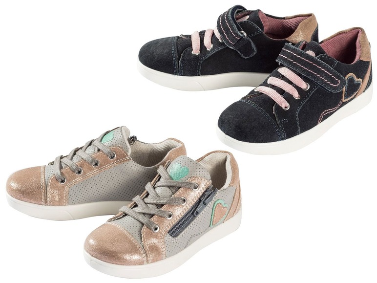 Gehe zu Vollbildansicht: LUPILU® Mädchen Sneaker, mit textiler Innenausstattung, Obermaterial aus Leder - Bild 1