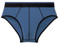 Blaue Unterhose mit schwarzem Bund.