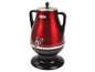 Ein roter elektrischer Wasserkocher von Erbe-Joff mit einem Hahn.