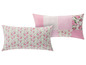 Zwei Kissen mit rosafarbenem Blumendruck