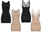 Schwarze und hautfarbene Slip-Kleider mit und ohne Spitze.