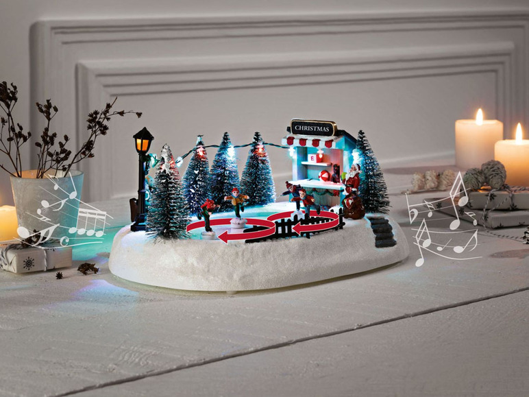 Gehe zu Vollbildansicht: MELINERA® LED Weihnachtsdorf, mit beweglichen Funktionen - Bild 5