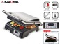Ein Kalorik Grill mit digitaler Temperaturregelung, Timer und einem schwimmenden Scharniersystem.