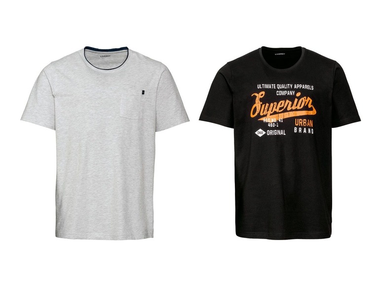 Gehe zu Vollbildansicht: LIVERGY® T-Shirt Herren, 2 Stück, mit Rundhals oder V-Ausschnitt, hoher Baumwollanteil - Bild 2