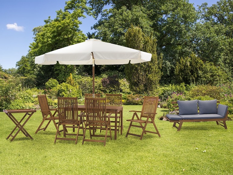 Gehe zu Vollbildansicht: FLORABEST Gartentisch, aus Akazienholz, mit Aussparung für Sonnenschirme, wetterfest - Bild 6