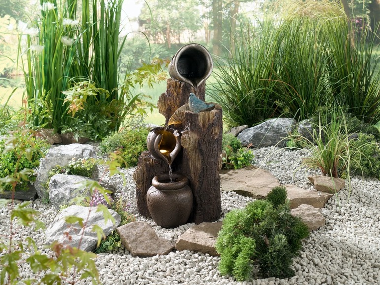 Gehe zu Vollbildansicht: MELINERA® Gartenbrunnen, mit 6 LEDs, warmweißes Licht, mit geräuscharmer Pumpe - Bild 6
