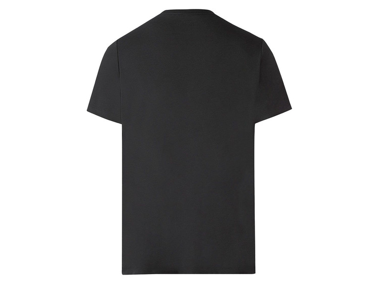 Schwarzes T-Shirt mit kurzen Ärmeln.