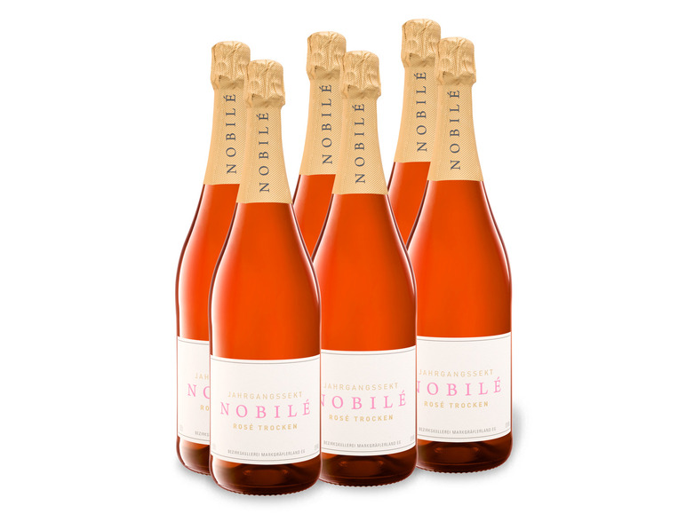 6 x 0,75-l-Flasche Weinpaket Markgräfler Winzer Nobilé Jahrgangssekt Rosé trocken, Schaumwein