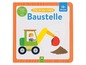 Ein Buch über eine Baustelle mit einem Bagger von Happy Dadoo.