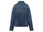 Eine blaue Jeansjacke mit langen Ärmeln.