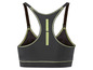 Schwarzer Sport-BH mit grünen Details.