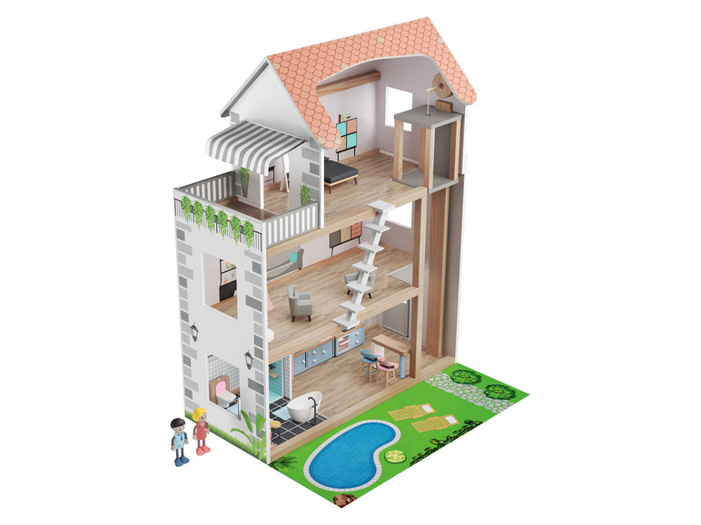 Gehe zu Vollbildansicht: Playtive Puppenhaus aus Holz - Bild 1