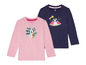 Zwei Langarmshirts für Kinder, eines mit einem Koala und das andere mit einem UFO.
